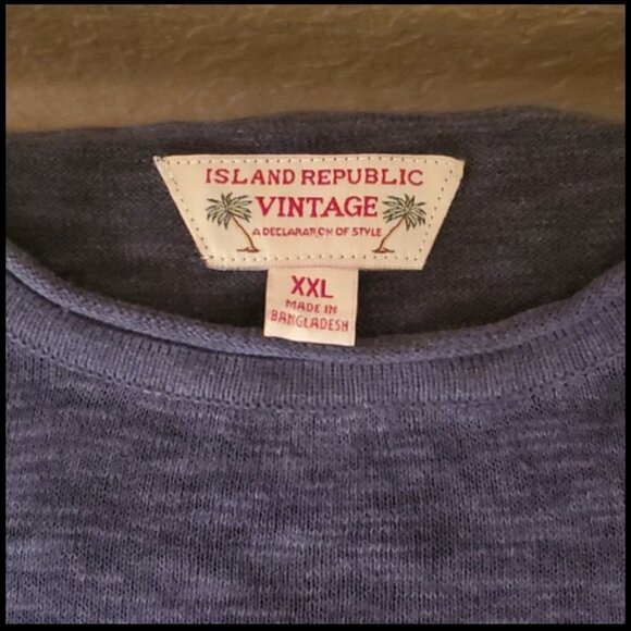 Island Republic Vintage XXL blue melange thin Longsleeve shirt - Picture 4 of 7